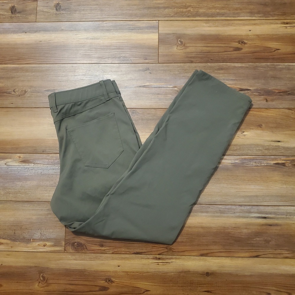 Weatherproof Vintage Mens 34x32 Olive Green Nylon Spandex Stretch 5 Pocket Pants